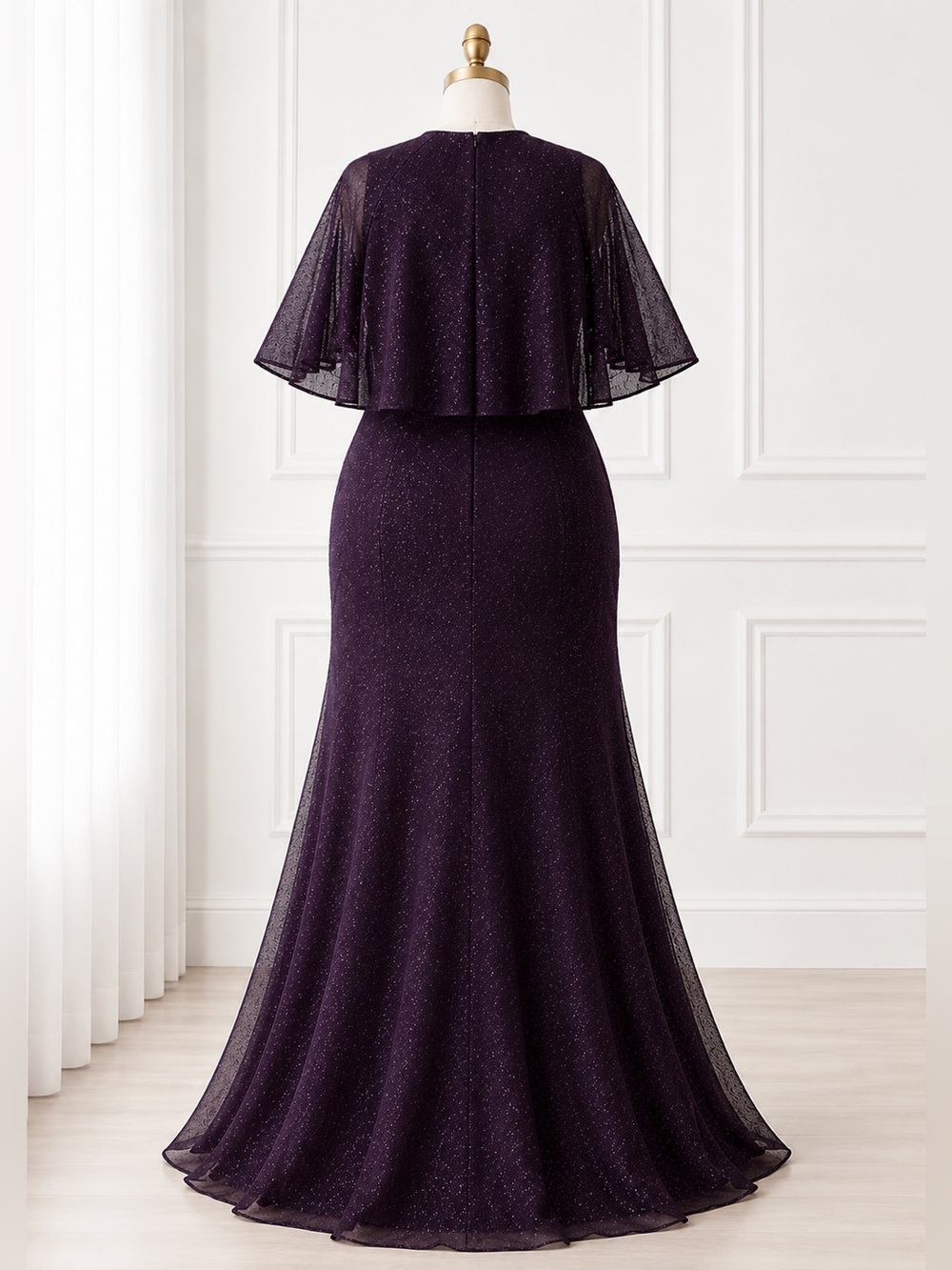 Mac Duggal Amethyst Beaded Cape Formal Gown Mother of Bride 18W NWT MSRP $598 - Picture 2 of 4